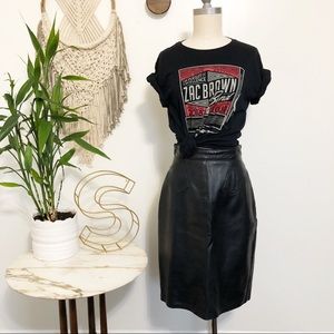 Ann Taylor Black Leather High Waisted Pencil Skirt